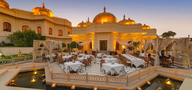 Luxury heritage resort outdoor dining setup